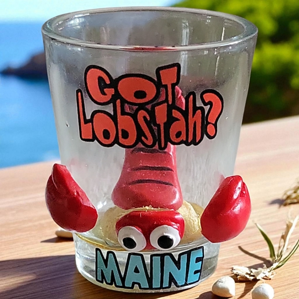 Vtg 90s Whimsical 3D Got Lobstah? Maine Bar Tavern Ocean Sea Lobster Shot Glass